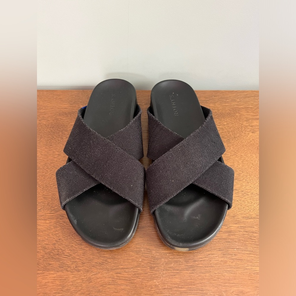 rothy's the weekend slide black cross strap sandals